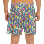 Colorful Ice Cream Pattern Print Men's Split Running Shorts