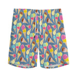 Colorful Ice Cream Pattern Print Men's Sports Shorts