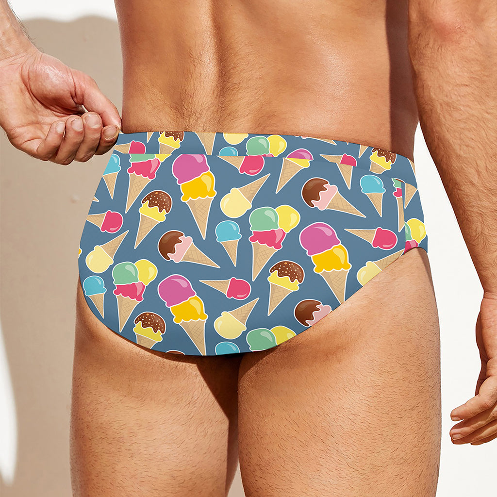 Colorful Ice Cream Pattern Print Men's Swim Briefs