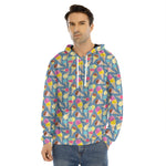 Colorful Ice Cream Pattern Print Men's Velvet Pullover Hoodie