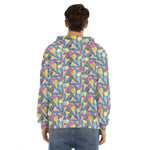 Colorful Ice Cream Pattern Print Men's Velvet Pullover Hoodie
