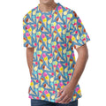 Colorful Ice Cream Pattern Print Men's Velvet T-Shirt