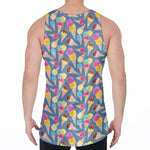 Colorful Ice Cream Pattern Print Men's Velvet Tank Top