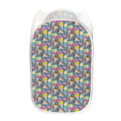 Colorful Ice Cream Pattern Print Mesh Laundry Hamper