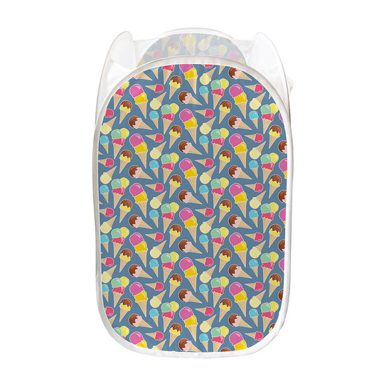 Colorful Ice Cream Pattern Print Mesh Laundry Hamper