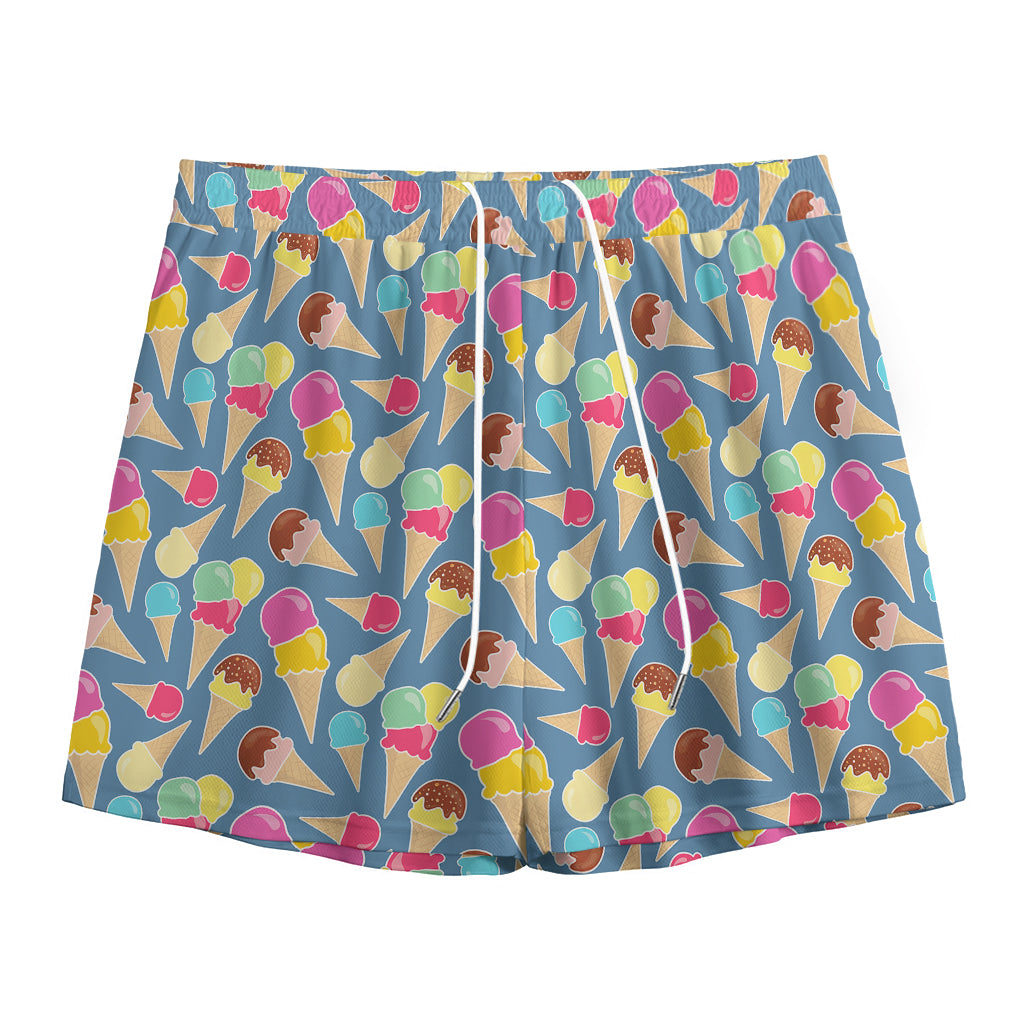 Colorful Ice Cream Pattern Print Mesh Shorts