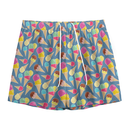 Colorful Ice Cream Pattern Print Mesh Shorts