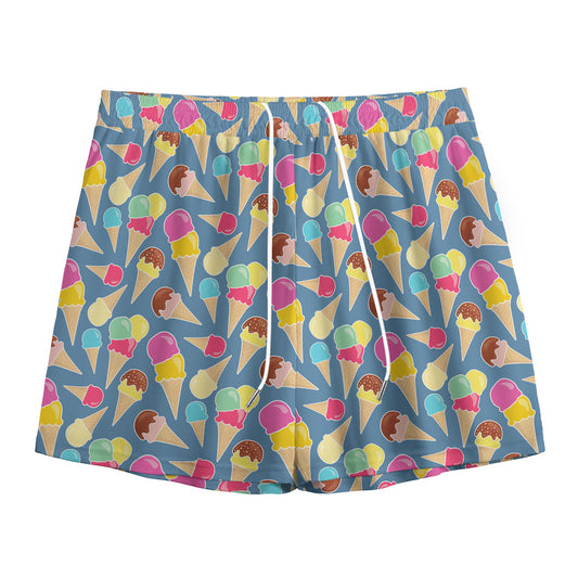 Colorful Ice Cream Pattern Print Mesh Shorts