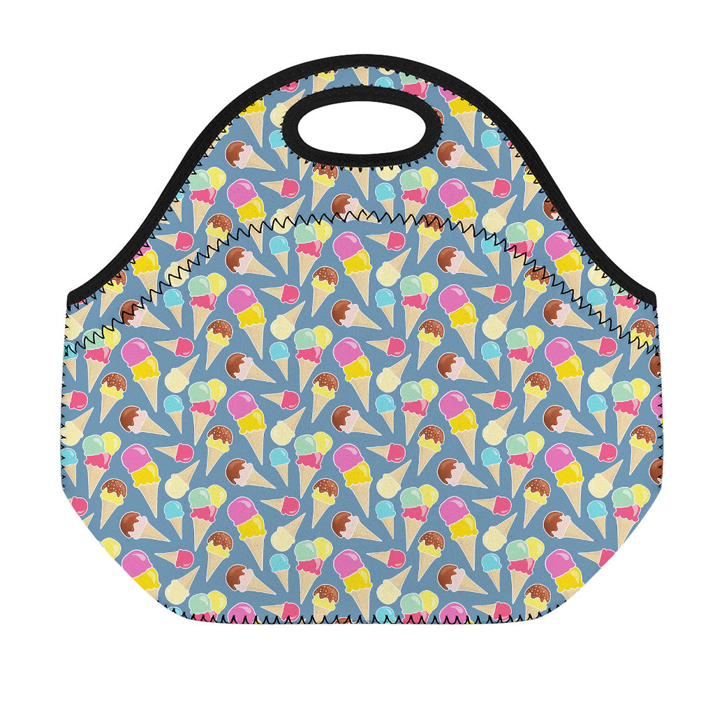 Colorful Ice Cream Pattern Print Neoprene Lunch Bag