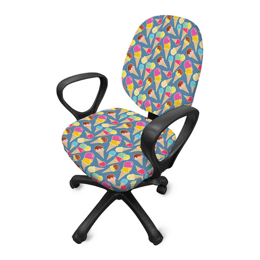 Colorful Ice Cream Pattern Print Office Chair Cover