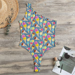 Colorful Ice Cream Pattern Print One Shoulder Bodysuit