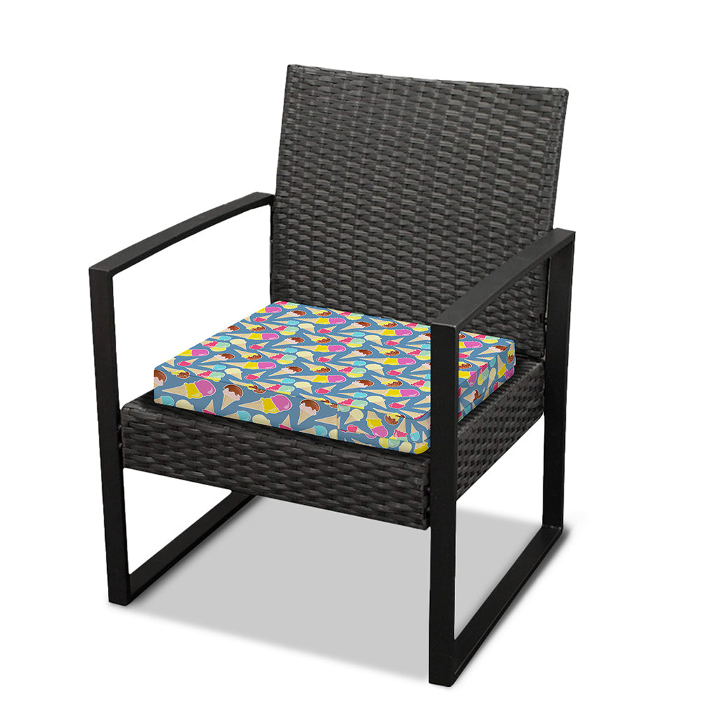 Colorful Ice Cream Pattern Print Outdoor Seat Cushion Cover