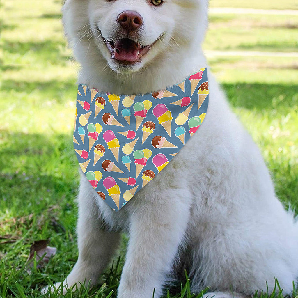 Colorful Ice Cream Pattern Print Over The Collar Dog Bandana