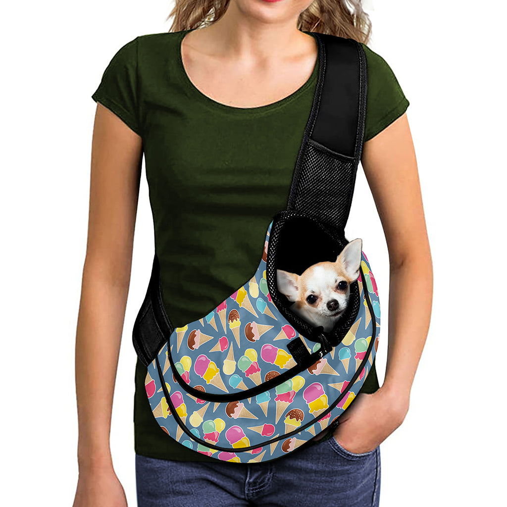 Colorful Ice Cream Pattern Print Pet Sling Carrier