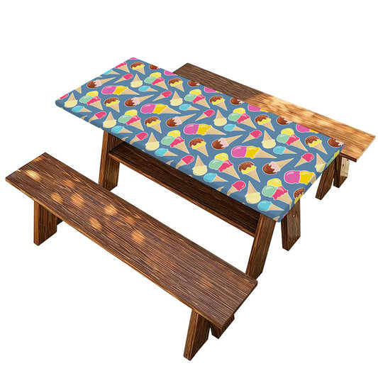 Colorful Ice Cream Pattern Print Picnic Table Cover