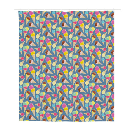 Colorful Ice Cream Pattern Print Polyester Shower Curtain