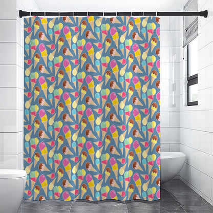 Colorful Ice Cream Pattern Print Premium Shower Curtain