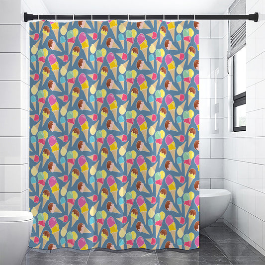 Colorful Ice Cream Pattern Print Premium Shower Curtain