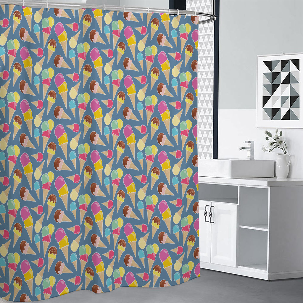 Colorful Ice Cream Pattern Print Premium Shower Curtain