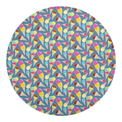 Colorful Ice Cream Pattern Print Round Blanket