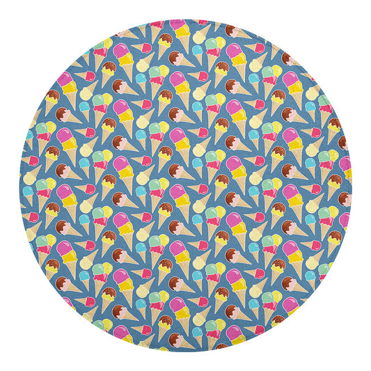 Colorful Ice Cream Pattern Print Round Blanket