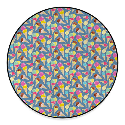 Colorful Ice Cream Pattern Print Round Floor Mat