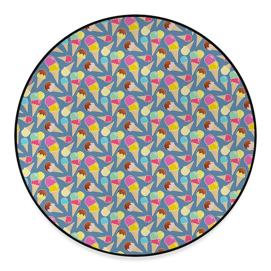 Colorful Ice Cream Pattern Print Round Floor Mat