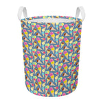 Colorful Ice Cream Pattern Print Round Laundry Basket