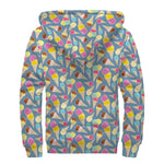 Colorful Ice Cream Pattern Print Sherpa Lined Zip Up Hoodie