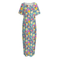 Colorful Ice Cream Pattern Print Short Sleeve Long Nightdress