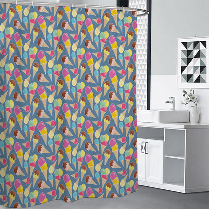 Colorful Ice Cream Pattern Print Shower Curtain
