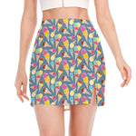 Colorful Ice Cream Pattern Print Side Slit Mini Skirt