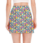Colorful Ice Cream Pattern Print Side Slit Mini Skirt