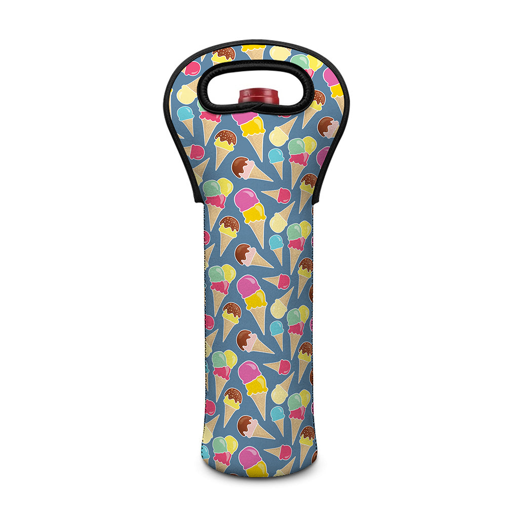 Colorful Ice Cream Pattern Print Single Neoprene Wine Tote