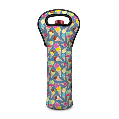 Colorful Ice Cream Pattern Print Single Neoprene Wine Tote