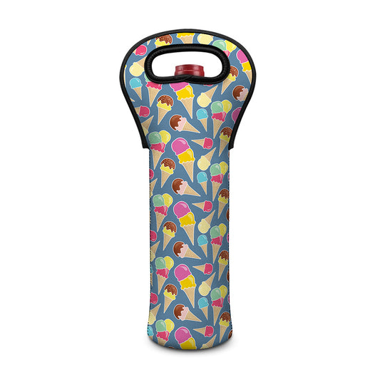 Colorful Ice Cream Pattern Print Single Neoprene Wine Tote