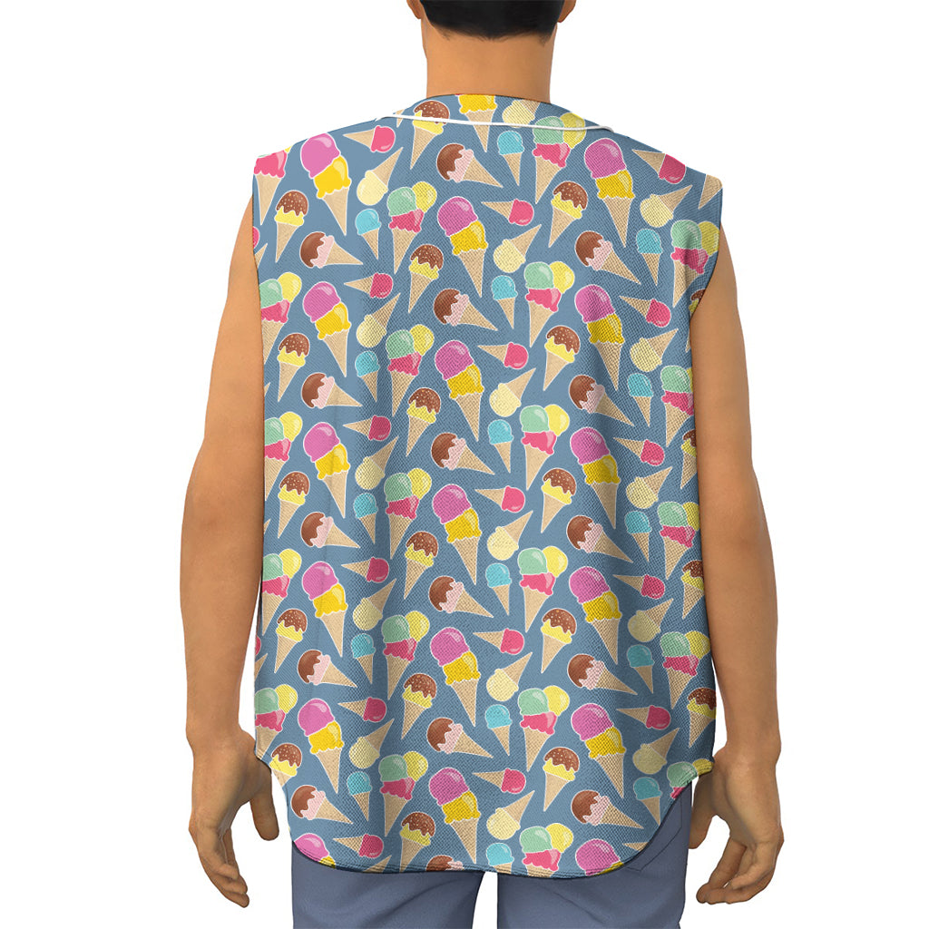 Colorful Ice Cream Pattern Print Sleeveless Baseball Jersey
