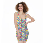 Colorful Ice Cream Pattern Print Sleeveless Bodycon Dress