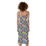 Colorful Ice Cream Pattern Print Slim Fit Midi Cami Dress