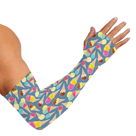Colorful Ice Cream Pattern Print Sun Protection Arm Sleeves