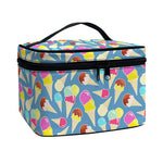 Colorful Ice Cream Pattern Print Travel Makeup Bag