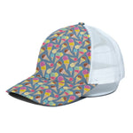 Colorful Ice Cream Pattern Print White Mesh Trucker Cap