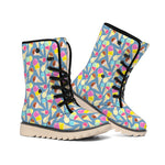 Colorful Ice Cream Pattern Print Winter Boots