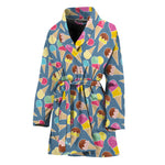 Colorful Ice Cream Pattern Print Women's Bathrobe