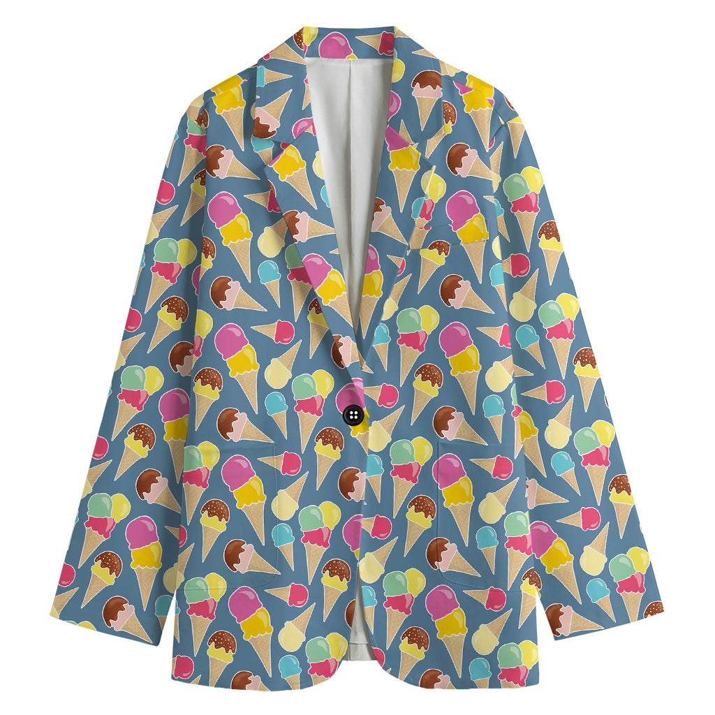 Colorful Ice Cream Pattern Print Women's Blazer