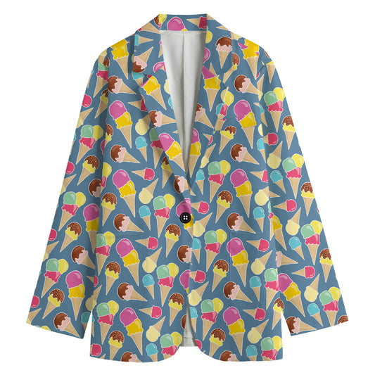 Colorful Ice Cream Pattern Print Women's Blazer