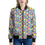 Colorful Ice Cream Pattern Print Women's Bomber Jacket