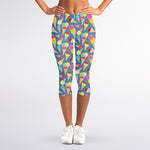 Colorful Ice Cream Pattern Print Women's Capri Leggings