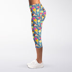 Colorful Ice Cream Pattern Print Women's Capri Leggings