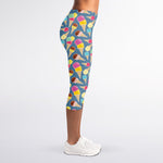 Colorful Ice Cream Pattern Print Women's Capri Leggings